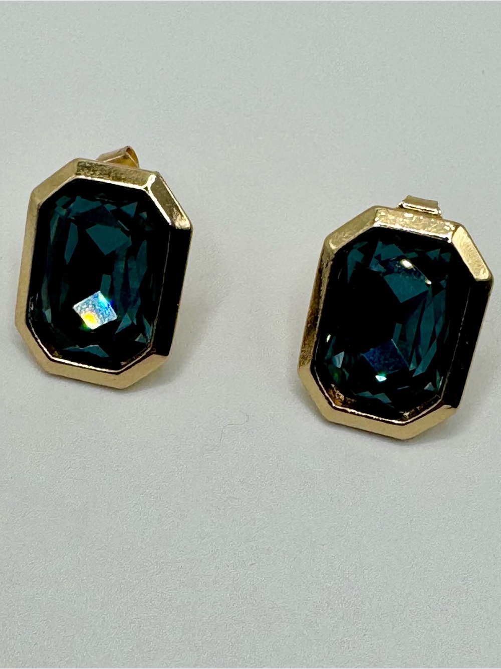 Anthropologie Emerald Green Cubic Zirconia Stud Earrings